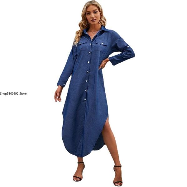 casual dresses denim blue shirt dress for women single-breasted lapel asymmetry cut midi europe and america clothes 2021, Black;gray
casual dresses denim blue shirt dress for women single-breasted lapel asymmetry cut midi europe and america clothes 2021, Black;gray