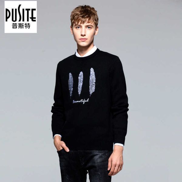 fashion sweater pusite autumn and winter round neck men's slim fitting pullover chao brand long sleeve 12, White;black
fashion sweater pusite autumn and winter round neck men's slim fitting pullover chao brand long sleeve 12, White;black