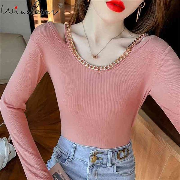 spring fall korean style short t-shirt girl fashion chain off shoulder women long sleeve bottoming shirt tees t11703a 210421, White
spring fall korean style short t-shirt girl fashion chain off shoulder women long sleeve bottoming shirt tees t11703a 210421, White