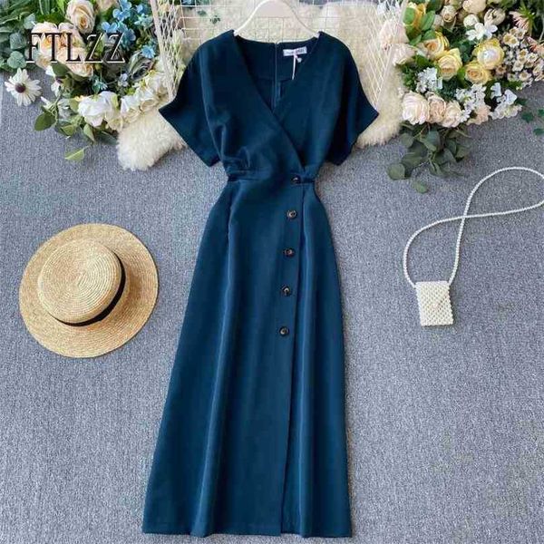 women vintage beach dress fashion summer short sleeve v-neck button long robe woman casual wear vestidos 210525, Black;gray
women vintage beach dress fashion summer short sleeve v-neck button long robe woman casual wear vestidos 210525, Black;gray