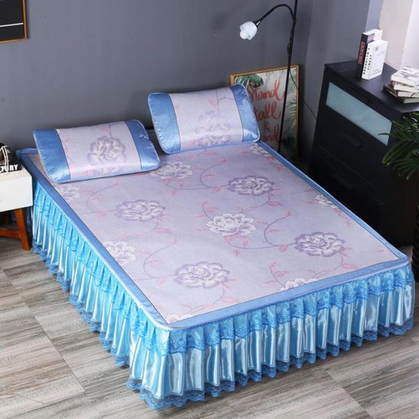 sheets & sets ice silk summer mat 3pcs/set (1bed skirt + 2pcs case) bed sheet for king/queen thicken textile bedding f0729
sheets & sets ice silk summer mat 3pcs/set (1bed skirt + 2pcs case) bed sheet for king/queen thicken textile bedding f0729