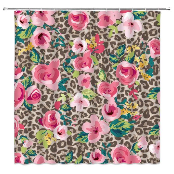 leopard flower shower curtain pink rose flower green leaves romantic mix wildlife leopard pattern background fabric bathroom
leopard flower shower curtain pink rose flower green leaves romantic mix wildlife leopard pattern background fabric bathroom