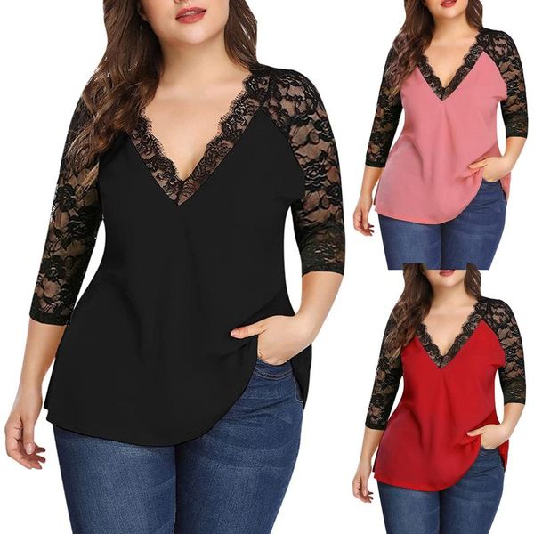 women's blouses & shirts plus size womens and women lace chiffon shirt 3/4 sleeve v neck loose patchwork blouse blusas mujer de moda 2, White
women's blouses & shirts plus size womens and women lace chiffon shirt 3/4 sleeve v neck loose patchwork blouse blusas mujer de moda 2, White