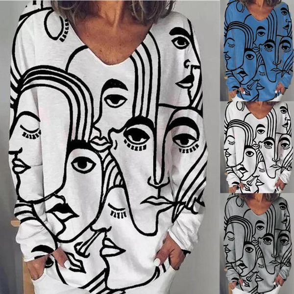 women's t-shirt european and american style abstract printing long sleeve loose size personalized street base shirt, White
women's t-shirt european and american style abstract printing long sleeve loose size personalized street base shirt, White