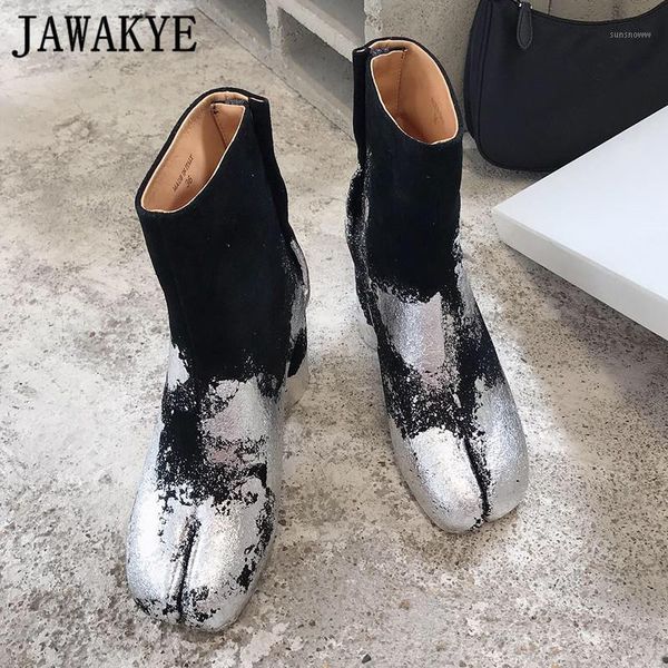 boots painted high heel split toe ankle genuine leather designer wintere shoes women motorcycle botas mujer punk, Black
boots painted high heel split toe ankle genuine leather designer wintere shoes women motorcycle botas mujer punk, Black