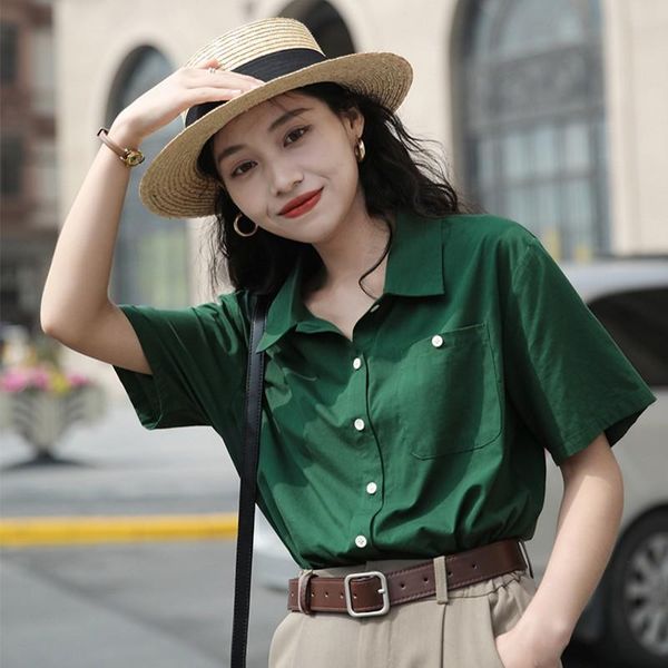 women's blouses & shirts safari style deep green casual women shirt 2021 vintage cotton summer single breasted charm straight blouse, White
women's blouses & shirts safari style deep green casual women shirt 2021 vintage cotton summer single breasted charm straight blouse, White