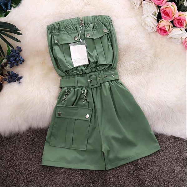 summer sleeveless solid button pocket womens rompers short pants wide leg overalls strapless clothes set, Black;white
summer sleeveless solid button pocket womens rompers short pants wide leg overalls strapless clothes set, Black;white