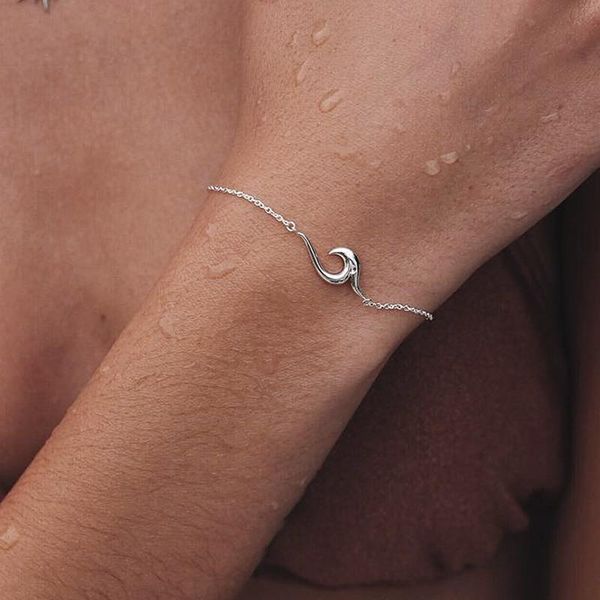 link, chain fashion minimalist wave pendant metal bracelet creative female silver color hand accessories beach party women's jewelry, Black
link, chain fashion minimalist wave pendant metal bracelet creative female silver color hand accessories beach party women's jewelry, Black