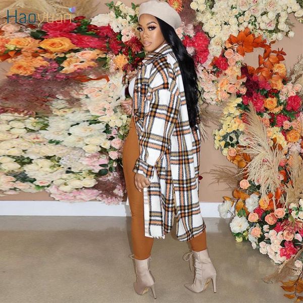 women's jackets haoyuan plaid long coat plus size women clothing sleeve button up jacket fashion streetwear outfits oversized coats, Black;brown
women's jackets haoyuan plaid long coat plus size women clothing sleeve button up jacket fashion streetwear outfits oversized coats, Black;brown