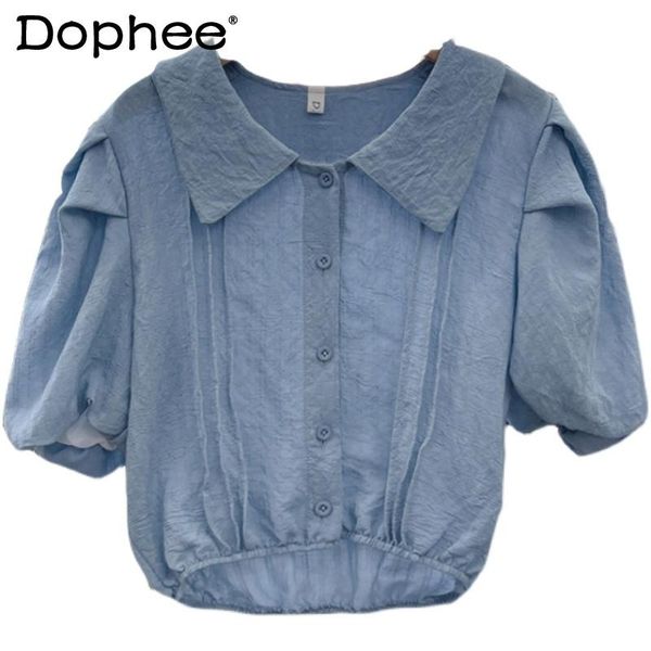 women's blouses & shirts 2021 summer solid colour french style retro puff sleeve short-sleeved blouse short elegant all-match doll shir, White
women's blouses & shirts 2021 summer solid colour french style retro puff sleeve short-sleeved blouse short elegant all-match doll shir, White