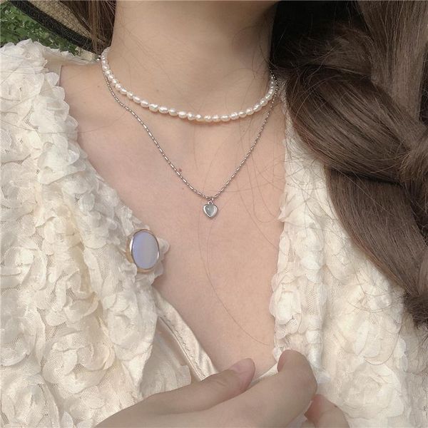 chains natural freshwater pearl peach heart necklace 2 tier wear luxury high-end design womans fashion clavicle chain jewelry gift, Silver
chains natural freshwater pearl peach heart necklace 2 tier wear luxury high-end design womans fashion clavicle chain jewelry gift, Silver