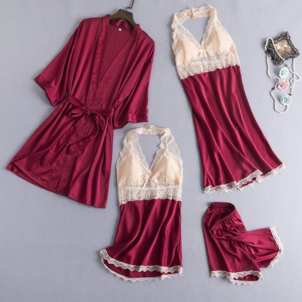 sleepwear woman sleepwear faux silk pajamas set women stain lady elegance lace sling shorts summer robe home wear hnrk 7mm9, Black;red
sleepwear woman sleepwear faux silk pajamas set women stain lady elegance lace sling shorts summer robe home wear hnrk 7mm9, Black;red