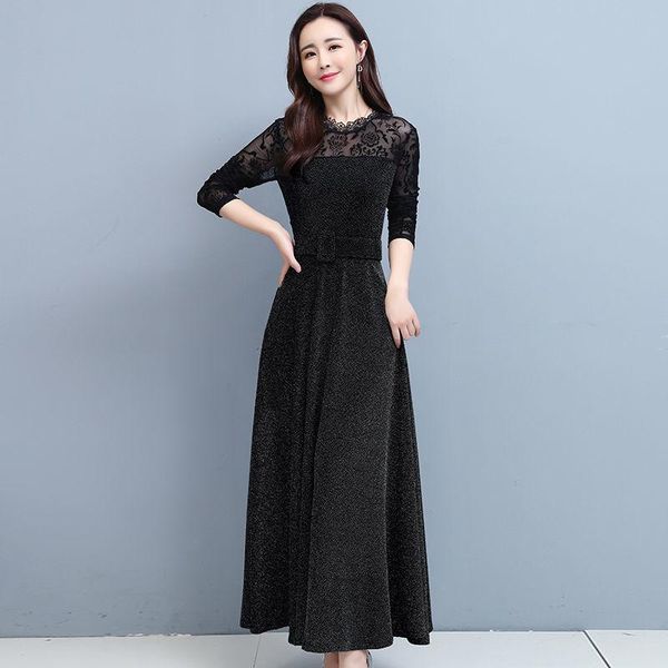 spring autumn hollow out patchwork velvet dresses for women retro basic a-line lace ladies shiny party dress with belt casual, Black;gray
spring autumn hollow out patchwork velvet dresses for women retro basic a-line lace ladies shiny party dress with belt casual, Black;gray