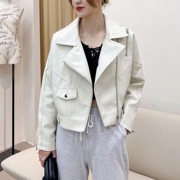 women's leather & faux women biker moto coat nice spring autumn loose zipper jacket female big pocket beige oversize coats, Black
women's leather & faux women biker moto coat nice spring autumn loose zipper jacket female big pocket beige oversize coats, Black