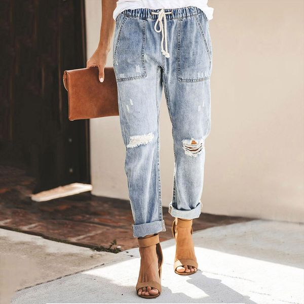 distressed denim basic soft pants women jeans straight all match high waist stretch femme long for, Blue
distressed denim basic soft pants women jeans straight all match high waist stretch femme long for, Blue