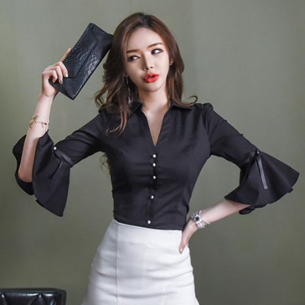 zawfl spring pattern horn sleeve ribbon bow cuff long lapel vertical sense solid color shirt woman 210525, White
zawfl spring pattern horn sleeve ribbon bow cuff long lapel vertical sense solid color shirt woman 210525, White