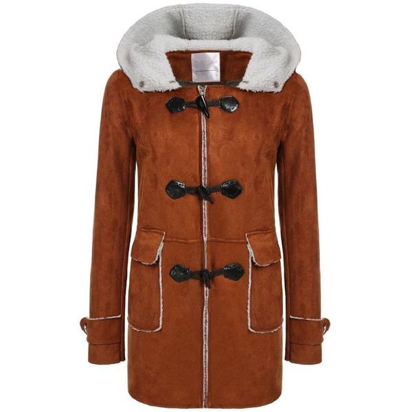 women's wool & blends women winter warm imitation cashmere all-match hooded long jacket streetwear vintage windbreaker horn button coat, Black
women's wool & blends women winter warm imitation cashmere all-match hooded long jacket streetwear vintage windbreaker horn button coat, Black