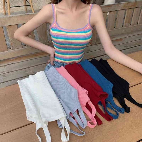 knit camisole summer rainbow striped women tank crop girls sleeveless stretchy tee shirts camis real ps, White
knit camisole summer rainbow striped women tank crop girls sleeveless stretchy tee shirts camis real ps, White