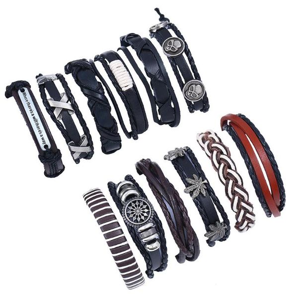 charm bracelets 6pcs retro men faux leather hip punk skull leaf braid bracelet wrist jewelry, Golden;silver
charm bracelets 6pcs retro men faux leather hip punk skull leaf braid bracelet wrist jewelry, Golden;silver