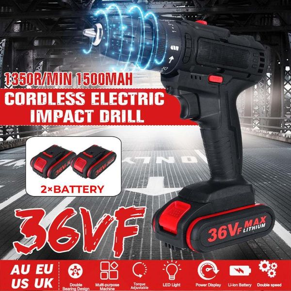 professiona electric drills 36vf rechargeable cordless drill screwdriver with 2 lithium batteries hammer impact power tools
professiona electric drills 36vf rechargeable cordless drill screwdriver with 2 lithium batteries hammer impact power tools
