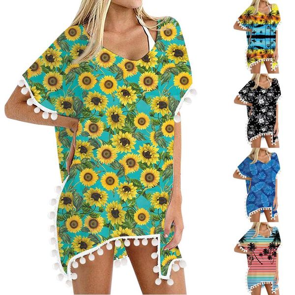 women's swimwear tassels beach wear blouse women swimsuit cover up print bathing suits summer mini dress loose pareo ups, White;black
women's swimwear tassels beach wear blouse women swimsuit cover up print bathing suits summer mini dress loose pareo ups, White;black