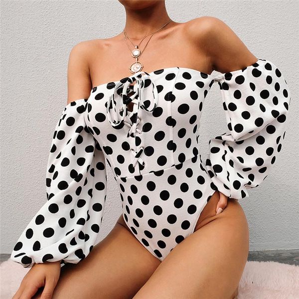 women's jumpsuits & rompers women off shoulder bandange summer fashion streetwear clubwear long sleeves dot printed slim bodysuits, Black;white
women's jumpsuits & rompers women off shoulder bandange summer fashion streetwear clubwear long sleeves dot printed slim bodysuits, Black;white