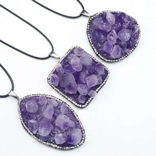 pendant necklaces natural semstone amethyst rough stone square drop horse eye shape necklace diy charm jewelry gift, Silver
pendant necklaces natural semstone amethyst rough stone square drop horse eye shape necklace diy charm jewelry gift, Silver