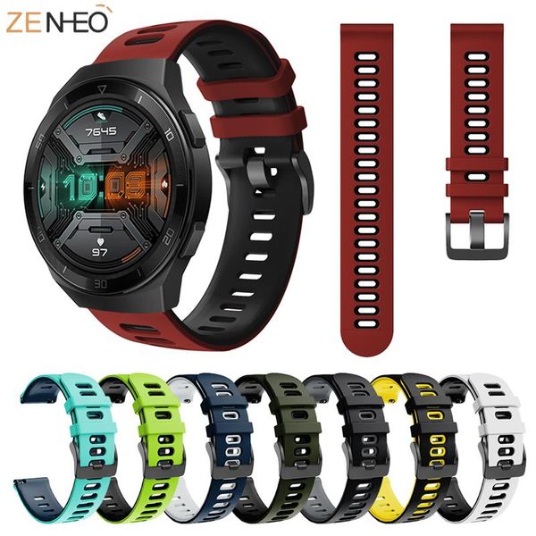 watch bands 22mm watchstrap band for huawei gt 2e / gt2 46mm/samsung gear s3 silicone wristband garmin vivoactive 4, Black;brown