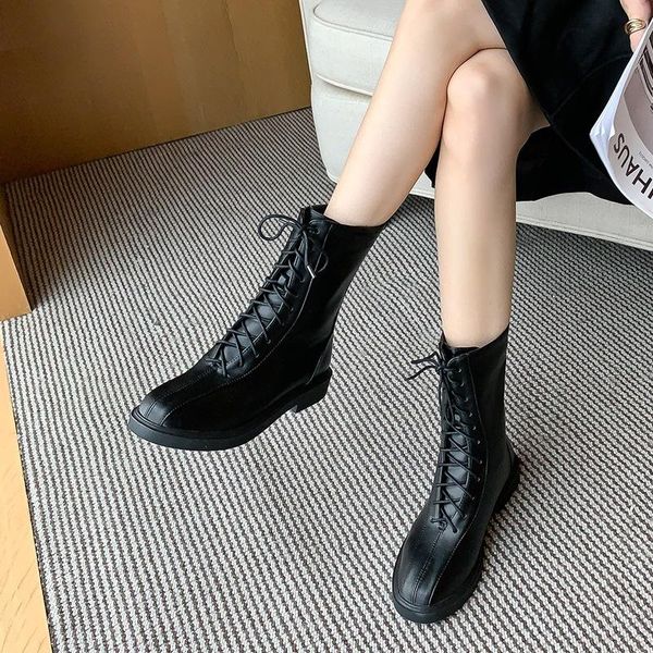 boots 2021 autumn winter women's thick-soled leather casual fashion lace-up high, Black
boots 2021 autumn winter women's thick-soled leather casual fashion lace-up high, Black