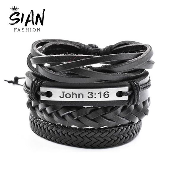 bangle sain bible john 3:16 religious leather bracelets christian jesus 4 pcs/set punk multilayer braided wrap wristbands for men women, Black
bangle sain bible john 3:16 religious leather bracelets christian jesus 4 pcs/set punk multilayer braided wrap wristbands for men women, Black