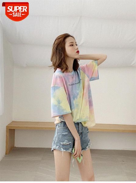 short-sleeved t-shirt women's new korean version of gradient color tie-dye bottoming shirt fashion loose trend #ly48, White
short-sleeved t-shirt women's new korean version of gradient color tie-dye bottoming shirt fashion loose trend #ly48, White