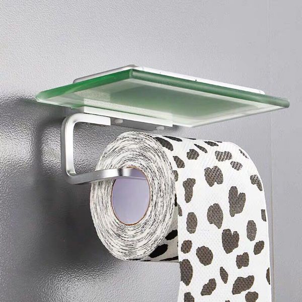 toilet paper holders 2 in 1 roll holder with glass shelf wall for mobile phone or book