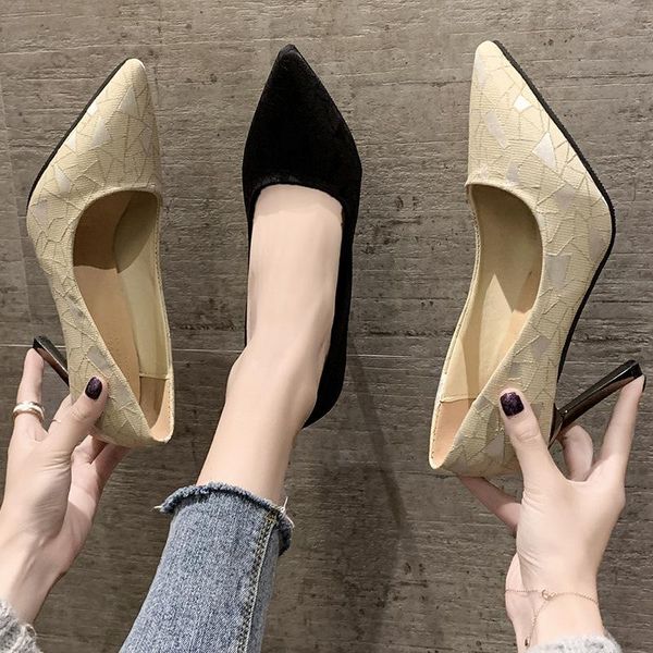 dress shoes 7/9cm basic high heels 2021 women pointed toe slip on flock pumps female fashion wedding party shoe sexy, Black
dress shoes 7/9cm basic high heels 2021 women pointed toe slip on flock pumps female fashion wedding party shoe sexy, Black