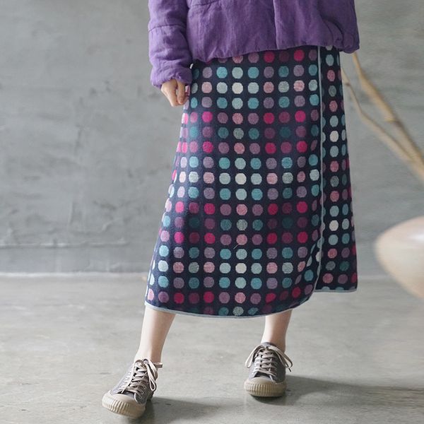 johnature women a-line skirts polka dot vintage irregular original autumn warm female casual skirts 210521, Black
johnature women a-line skirts polka dot vintage irregular original autumn warm female casual skirts 210521, Black