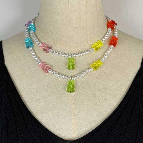 chains colorful transparent resin gummy bear imitation pearl choker necklace for women rainbow color cartoon animal necklaces jewelry, Silver
chains colorful transparent resin gummy bear imitation pearl choker necklace for women rainbow color cartoon animal necklaces jewelry, Silver