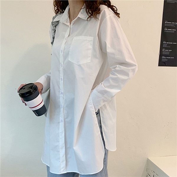 women's blouses & shirts women spring autumn blouse oversize split korean style irregular elegant lady wild long abmi, White
women's blouses & shirts women spring autumn blouse oversize split korean style irregular elegant lady wild long abmi, White