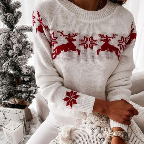 women's sweaters women jacquard elk knitted pullover sweater round neck long sleeve ladies casual fashion 2021 autumn winter knitwear, White;black
women's sweaters women jacquard elk knitted pullover sweater round neck long sleeve ladies casual fashion 2021 autumn winter knitwear, White;black