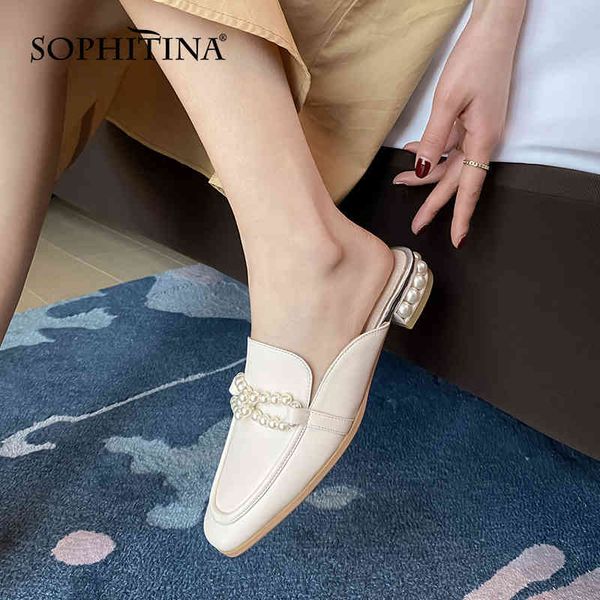 sophitina korean fashion slippers women's cow leather soft handmade lady shoes summer wild pearl female arrival shoes ao195 210513, Black
sophitina korean fashion slippers women's cow leather soft handmade lady shoes summer wild pearl female arrival shoes ao195 210513, Black