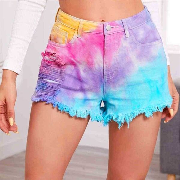 women's shorts shorts cotton tie dye print hole denim women mid waist with tassel streetwear elastic bottoms hollow out skinny jean s t, White;black
women's shorts shorts cotton tie dye print hole denim women mid waist with tassel streetwear elastic bottoms hollow out skinny jean s t, White;black