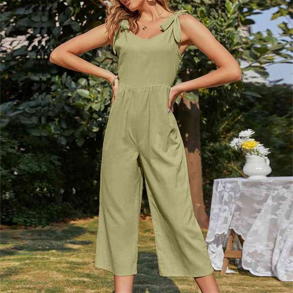 bowknot cotton linen wide leg jumpsuits women casual sleeveless overalls summer loose green blue 210427, Black;white
bowknot cotton linen wide leg jumpsuits women casual sleeveless overalls summer loose green blue 210427, Black;white