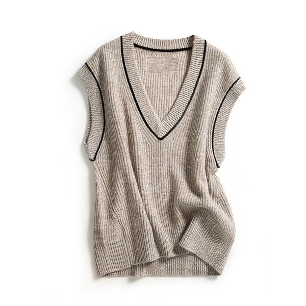 women's vests tailor sheep wool sweater vest women spring fall lazy loose v-neck pullover jacket foi7, Black;white
women's vests tailor sheep wool sweater vest women spring fall lazy loose v-neck pullover jacket foi7, Black;white
