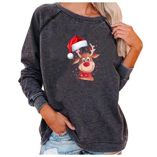 women's blouses & shirts casual round neck long sleeve women clothing loose print blouse ladies cartoon christmas present, White
women's blouses & shirts casual round neck long sleeve women clothing loose print blouse ladies cartoon christmas present, White