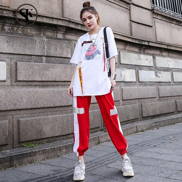 two piece dress 2021 summer 2 set women streetwear loose print tshirt elastic waist trousers fashion hip hop tracksuit, White
two piece dress 2021 summer 2 set women streetwear loose print tshirt elastic waist trousers fashion hip hop tracksuit, White