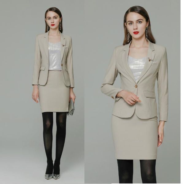 apricot business wear suit women's high-end business president formal wear fashion interview tooling temperament office suits, White 
apricot business wear suit women's high-end business president formal wear fashion interview tooling temperament office suits, White