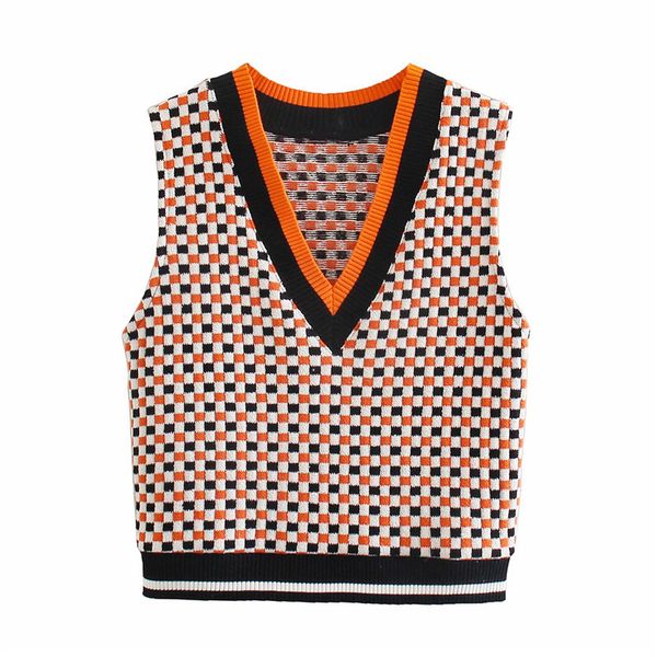 women's sweaters women spring fashion plaid za knitted pullover jumpers chic lady casual v-neck sleeveless female knit vest j1mt, White;black
women's sweaters women spring fashion plaid za knitted pullover jumpers chic lady casual v-neck sleeveless female knit vest j1mt, White;black