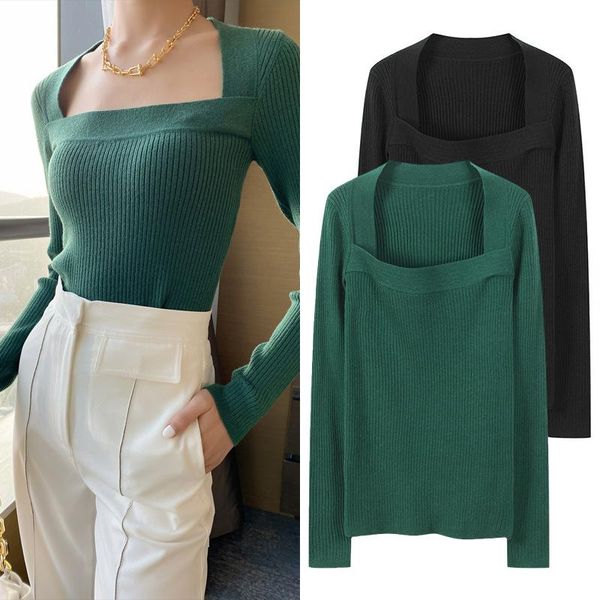 spring autumn women designer vintage square collar knitted sweaters female long sleeve slim bottom sweater jc478 women's, White;black
spring autumn women designer vintage square collar knitted sweaters female long sleeve slim bottom sweater jc478 women's, White;black