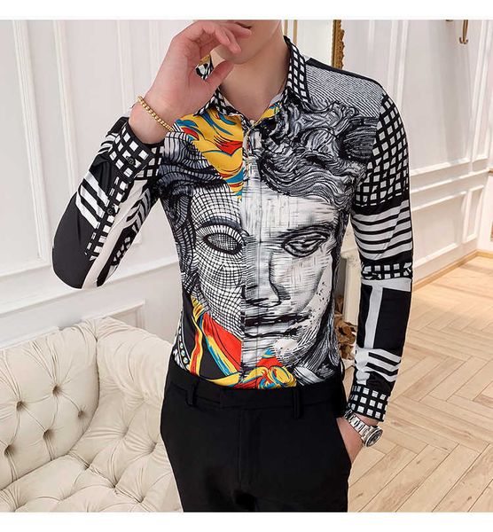 men's casual shirts s/6xl boutique print slim fit mens long-sleeved printed social brand men club prom fashion j3318 eb2r, White;black
men's casual shirts s/6xl boutique print slim fit mens long-sleeved printed social brand men club prom fashion j3318 eb2r, White;black