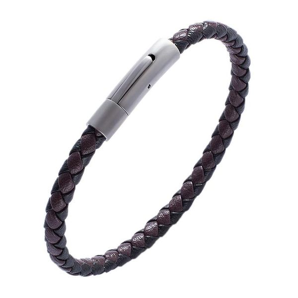 link, chain simple leather bracelet men's punk fashion magnetic buckle braided jewelry stainless steel charm retro gift jl52, Black
link, chain simple leather bracelet men's punk fashion magnetic buckle braided jewelry stainless steel charm retro gift jl52, Black