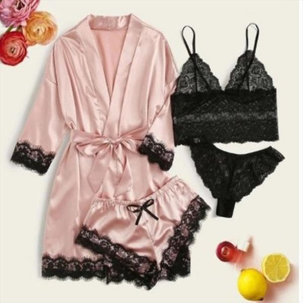 4 pieces pajamas sets womens sleepwears faux silk lace fashion casual home clothes nightwear, Black;red
4 pieces pajamas sets womens sleepwears faux silk lace fashion casual home clothes nightwear, Black;red
