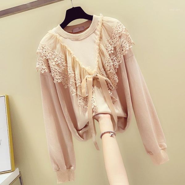 women's t-shirt lace up mesh splicing tshirts for 2021 spring round neck korean loose fashion, White
women's t-shirt lace up mesh splicing tshirts for 2021 spring round neck korean loose fashion, White
